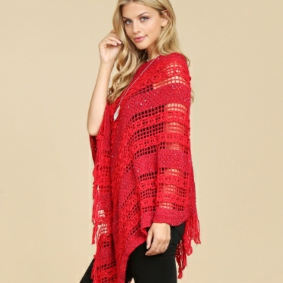 Riahfashion Bohemian Sequin Glitter Poncho - Picture 3 of 14